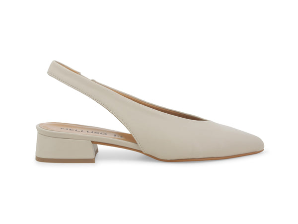 Melluso Scarpe Made in Italy Slingback Tacco Basso Tomaia Pelle Beige D156W-236697